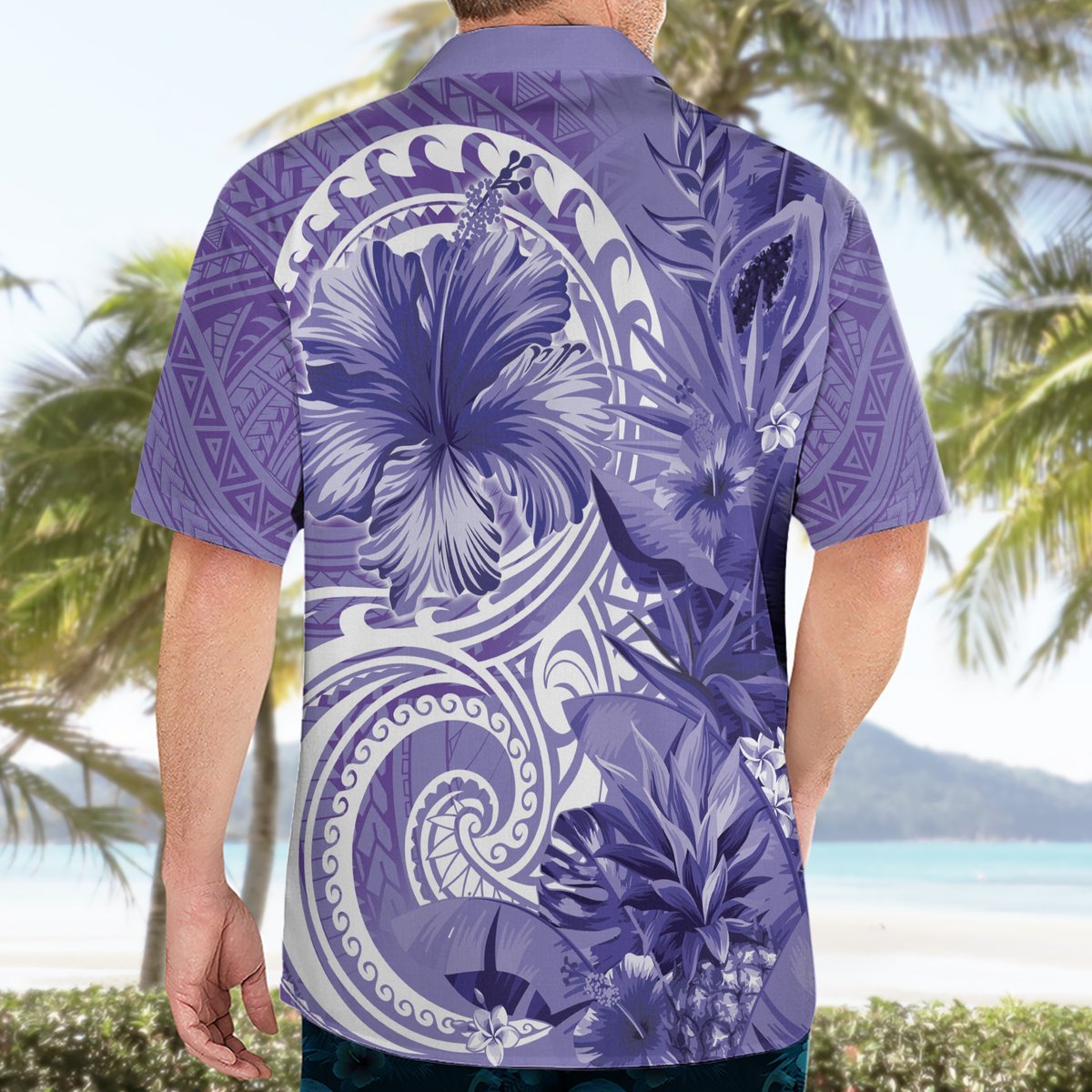 Polynesian Hibiscus Flower Tribal Hawaiian Shirt Violet Color LT9 - Polynesian Pride