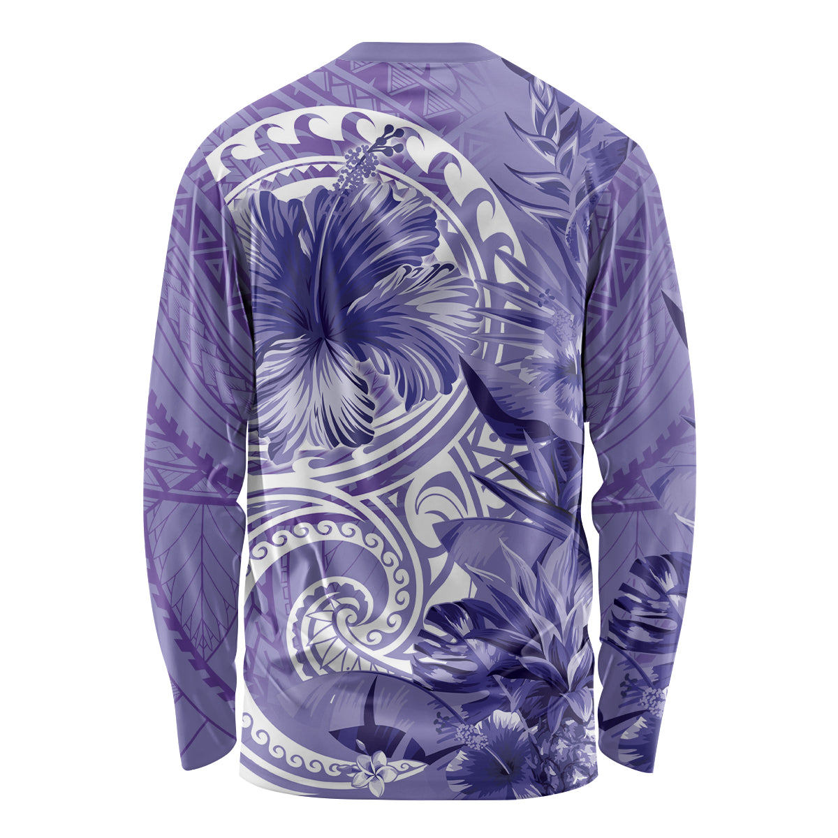 Polynesian Hibiscus Flower Tribal Long Sleeve Shirt Violet Color LT9 - Polynesian Pride