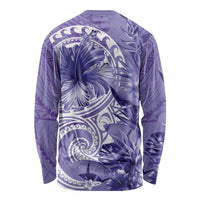 Polynesian Hibiscus Flower Tribal Long Sleeve Shirt Violet Color LT9 - Polynesian Pride