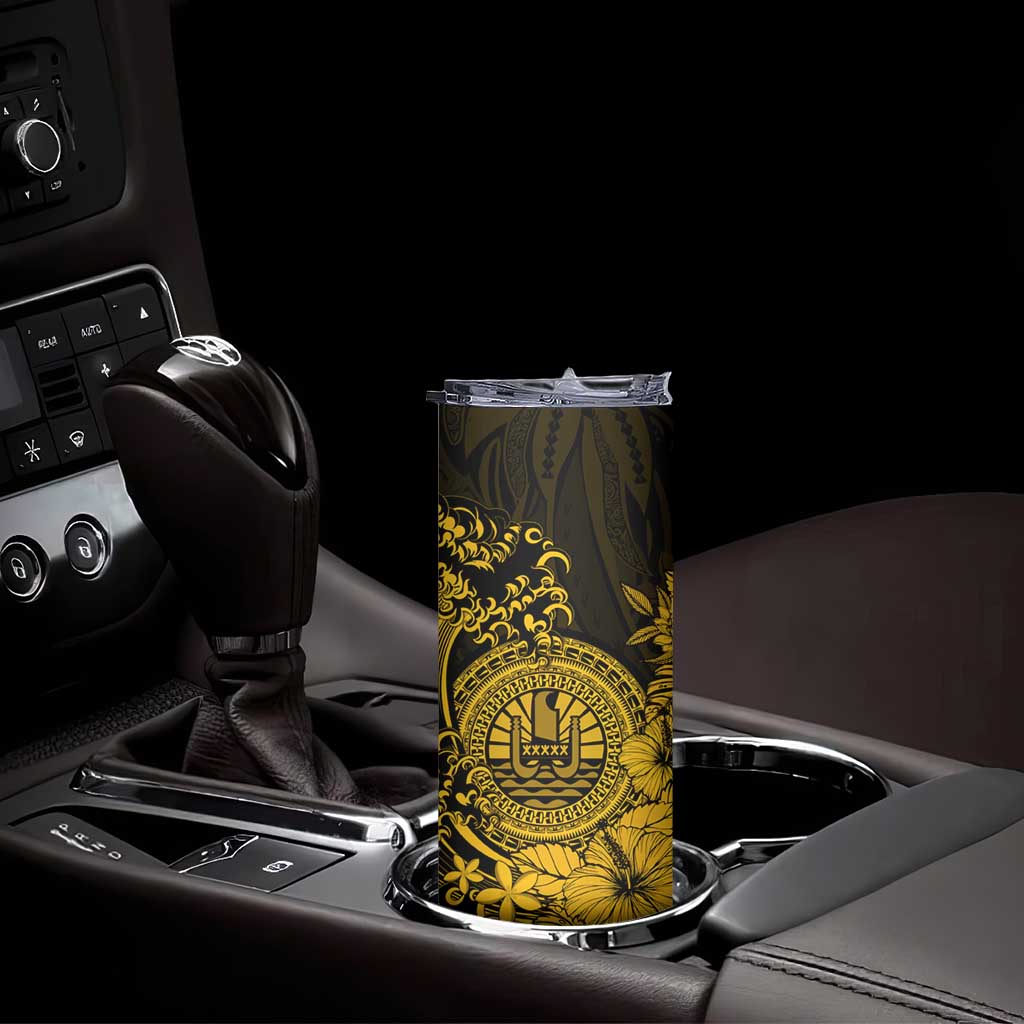 Gold Polynesian Tahiti Island Skinny Tumbler The Wave of Water