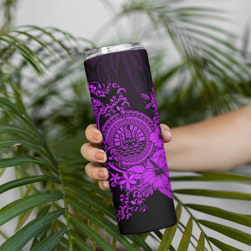 Purple Polynesian Tahiti Island Skinny Tumbler The Wave of Water LT9 - Polynesian Pride