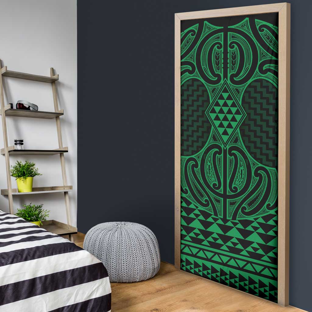 Kakariki Maori Ta Moko Poutama Art Door Cover - Polynesian Pride