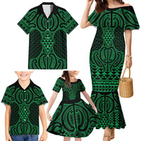 Kakariki Maori Ta Moko Poutama Art Family Matching Mermaid Dress and Hawaiian Shirt LT9 - Polynesian Pride
