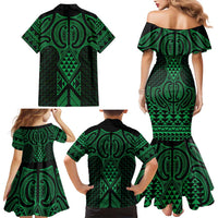Kakariki Maori Ta Moko Poutama Art Family Matching Mermaid Dress and Hawaiian Shirt LT9 - Polynesian Pride