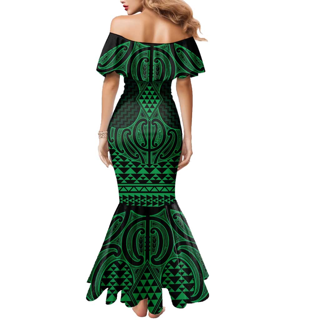 Kakariki Maori Ta Moko Poutama Art Family Matching Mermaid Dress and Hawaiian Shirt LT9 - Polynesian Pride