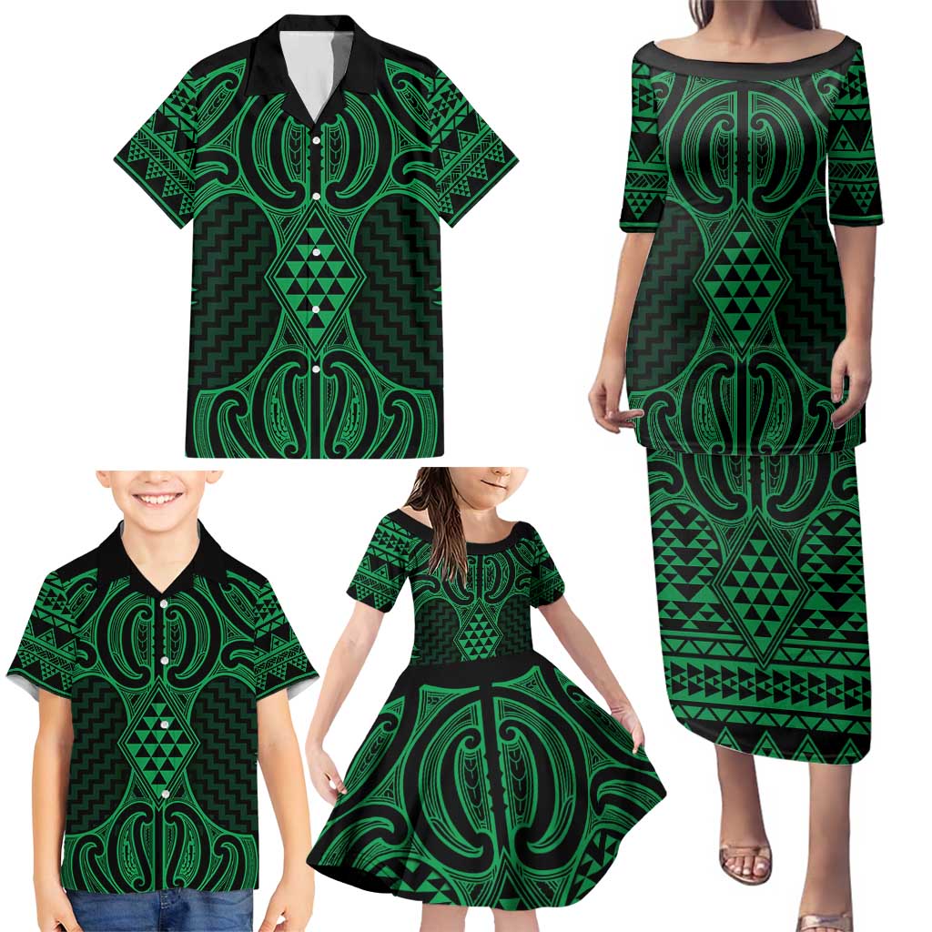 Kakariki Maori Ta Moko Poutama Art Family Matching Puletasi and Hawaiian Shirt LT9 - Polynesian Pride