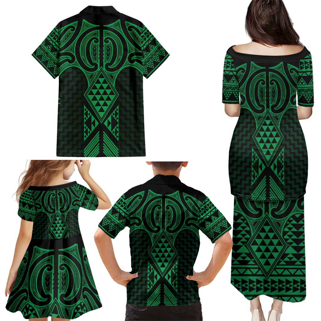 Kakariki Maori Ta Moko Poutama Art Family Matching Puletasi and Hawaiian Shirt LT9 - Polynesian Pride