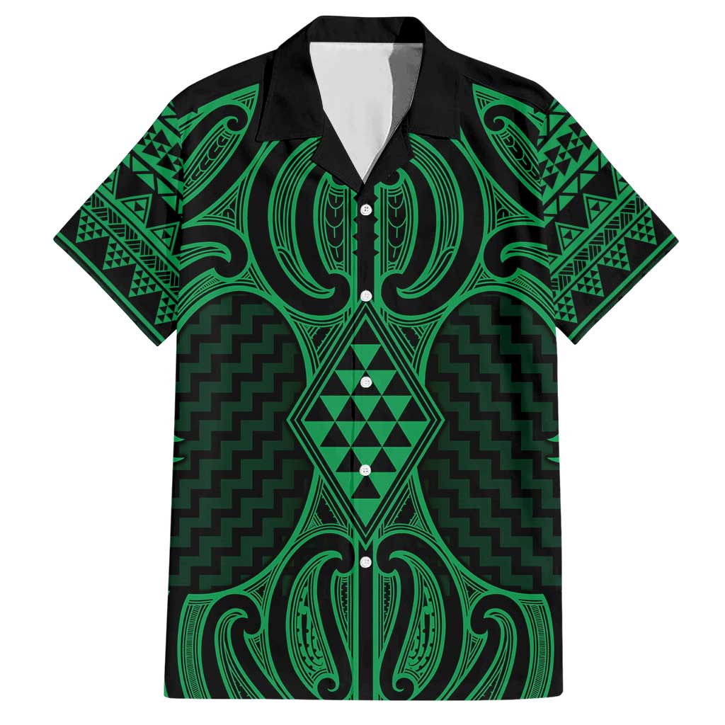 Kakariki Maori Ta Moko Poutama Art Family Matching Short Sleeve Bodycon Dress and Hawaiian Shirt LT9 Dad's Shirt - Short Sleeve Green - Polynesian Pride