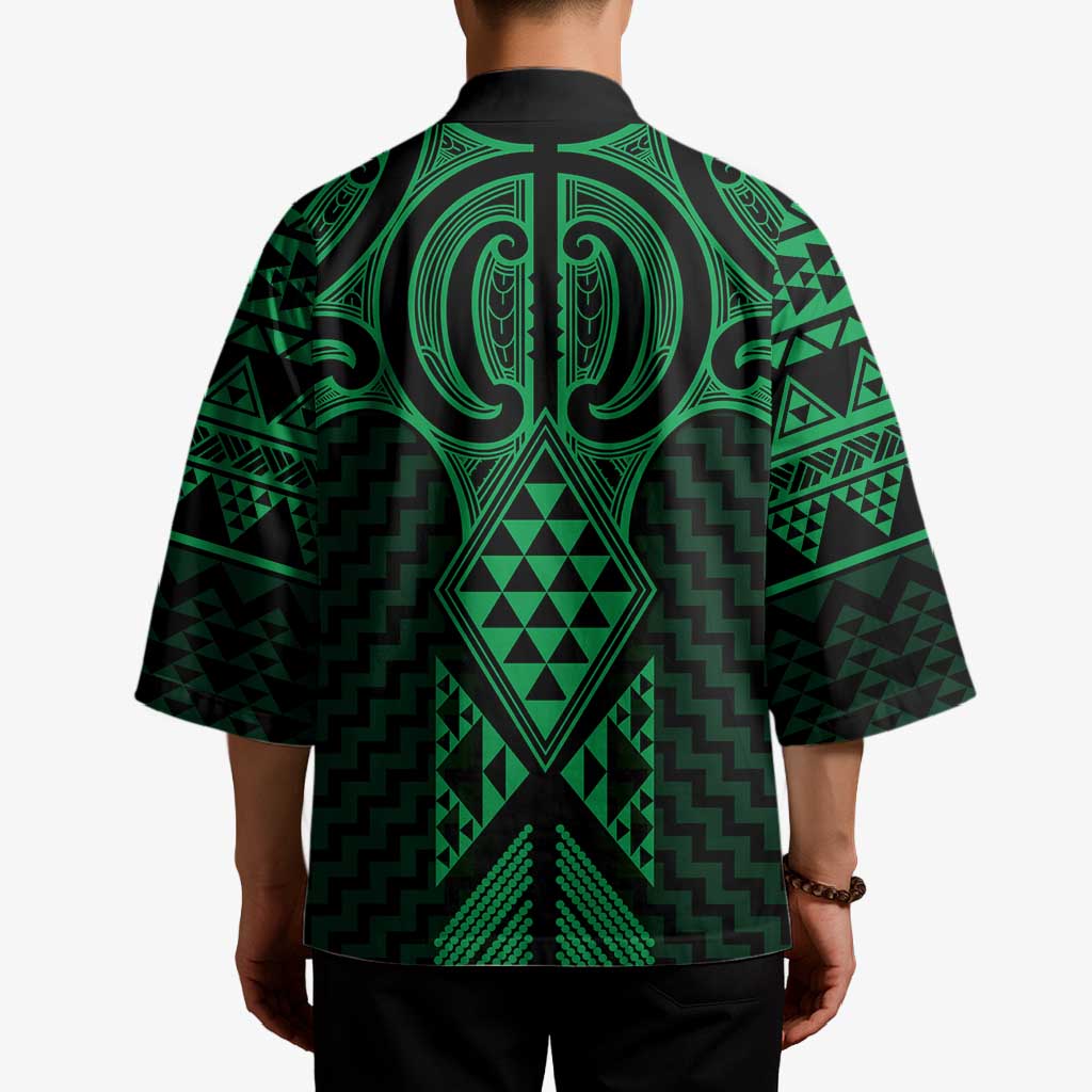 Kakariki Maori Ta Moko Poutama Art Kimono - Polynesian Pride