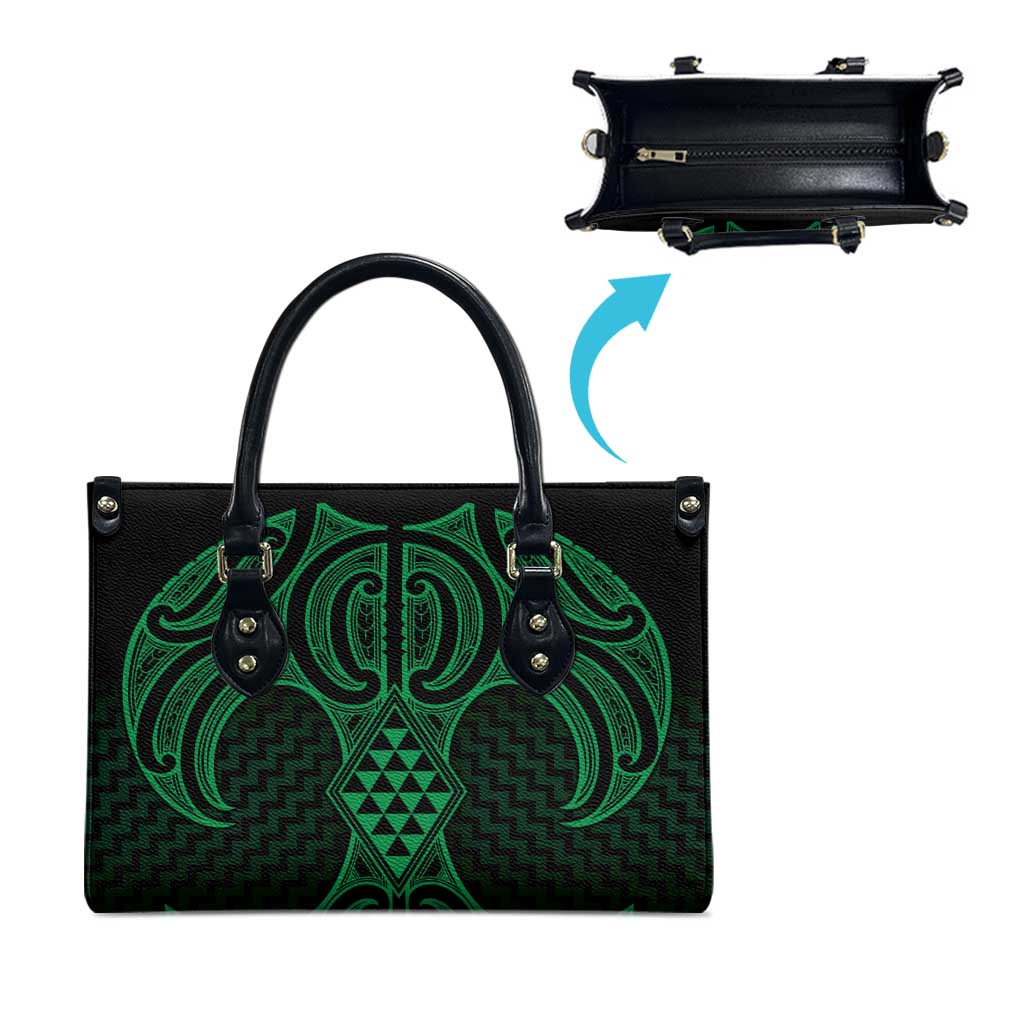 Kakariki Maori Ta Moko Poutama Art Leather Bag - Polynesian Pride
