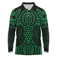 Kakariki Maori Ta Moko Poutama Art Long Sleeve Polo Shirt