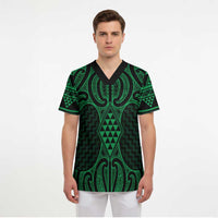 Kakariki Maori Ta Moko Poutama Art Scrub Top - Polynesian Pride