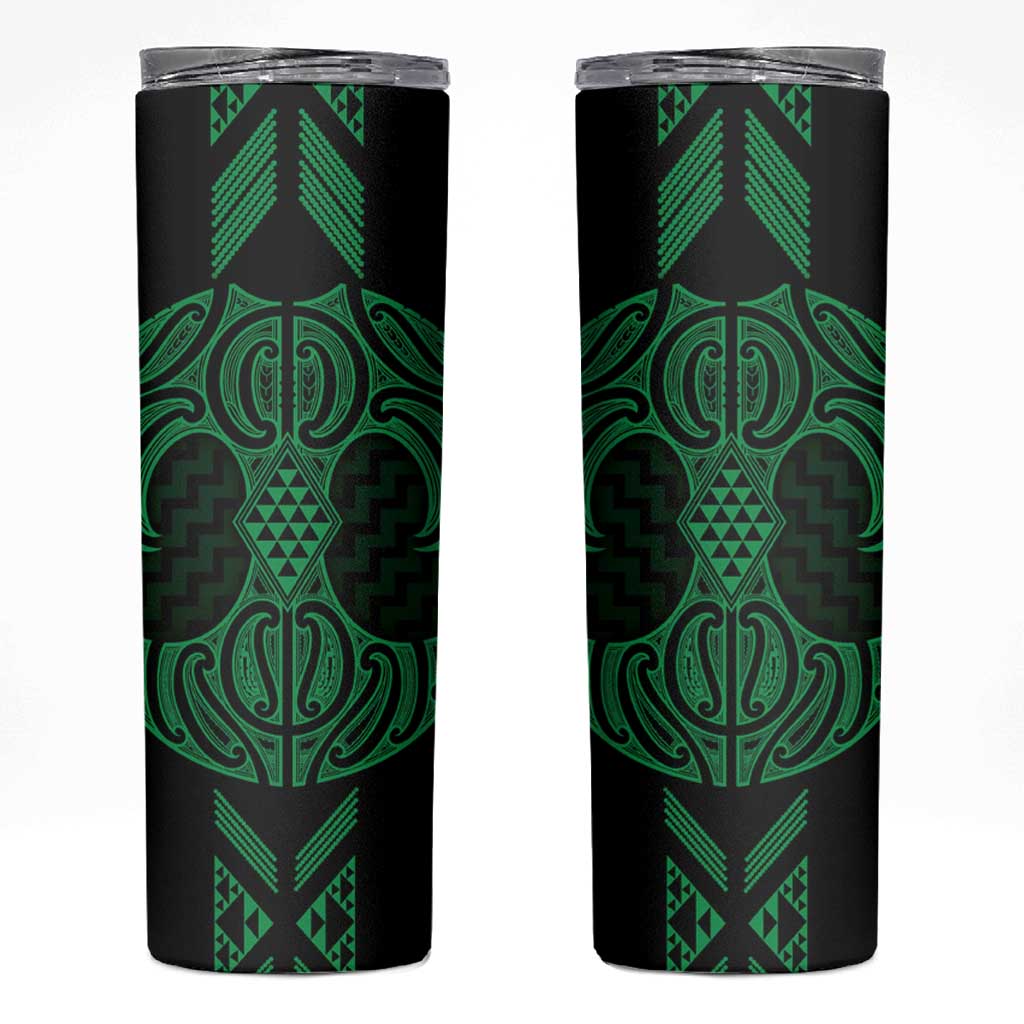 Kakariki Maori Ta Moko Poutama Art Skinny Tumbler LT9 Green - Polynesian Pride