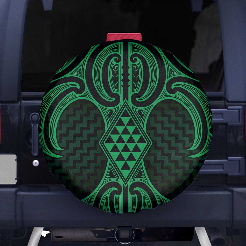 Kakariki Maori Ta Moko Poutama Art Spare Tire Cover LT9 No hole Green - Polynesian Pride