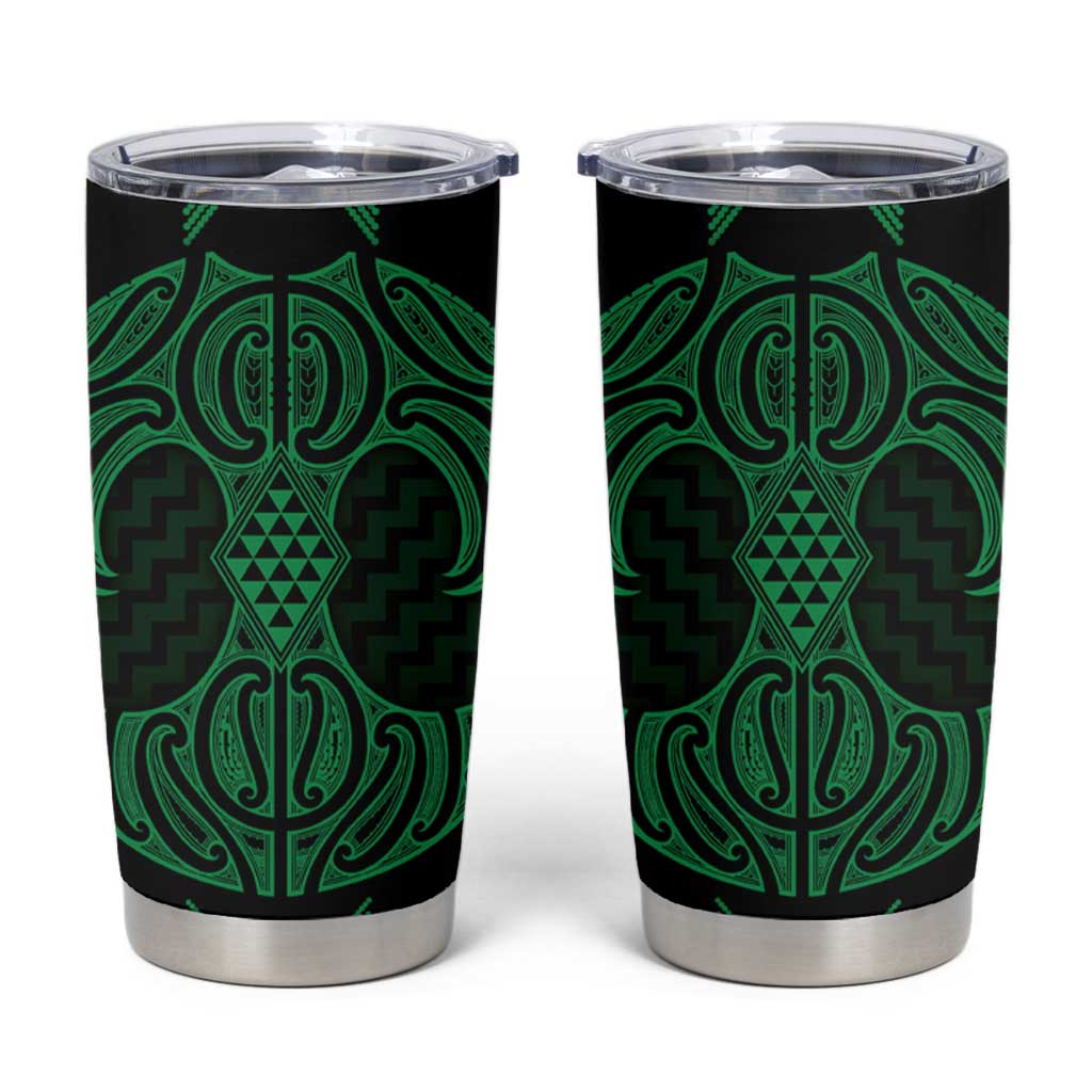 Kakariki Maori Ta Moko Poutama Art Tumbler Cup LT9 Green - Polynesian Pride