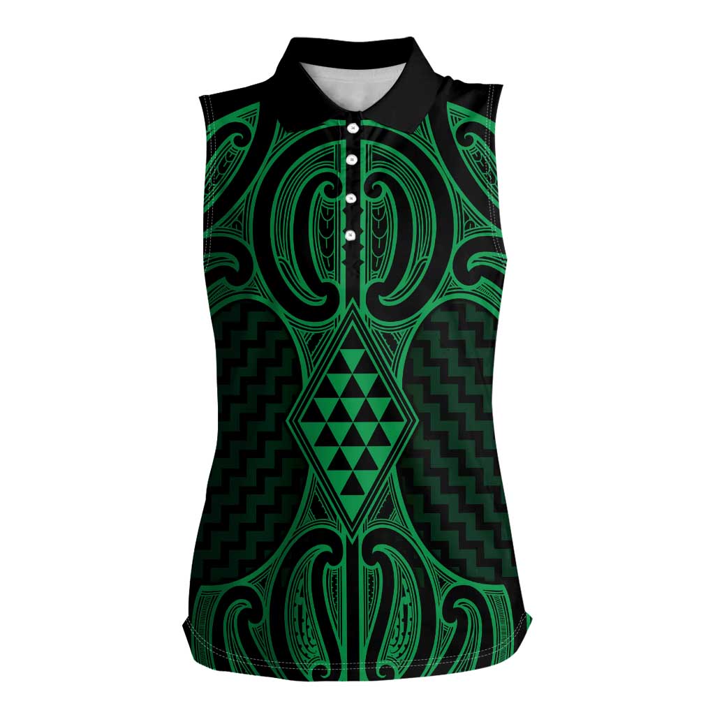 Kakariki Maori Ta Moko Poutama Art Women Sleeveless Polo Shirt