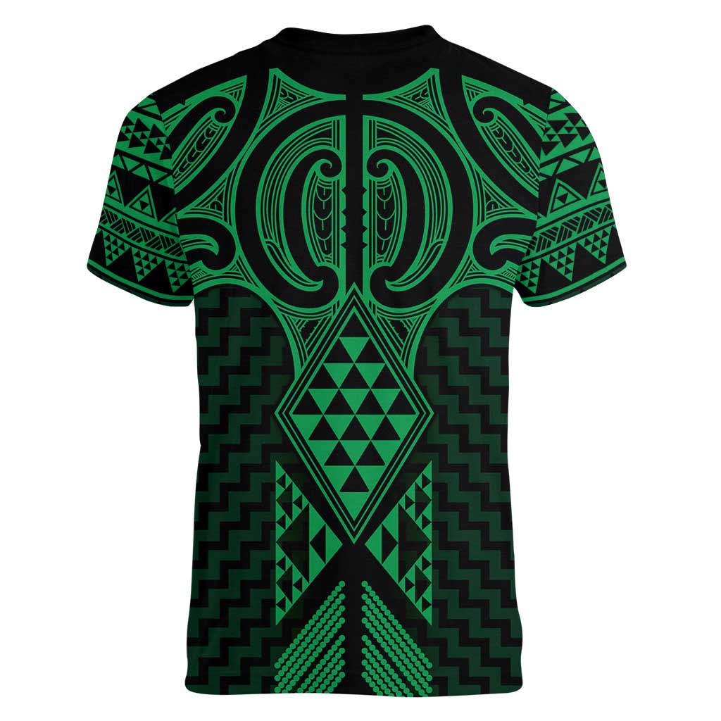 Kakariki Maori Ta Moko Poutama Art Women V-Neck T-Shirt
