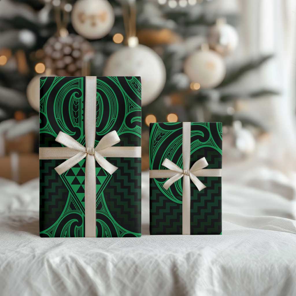 Kakariki Maori Ta Moko Poutama Art Wrapping Paper - Polynesian Pride