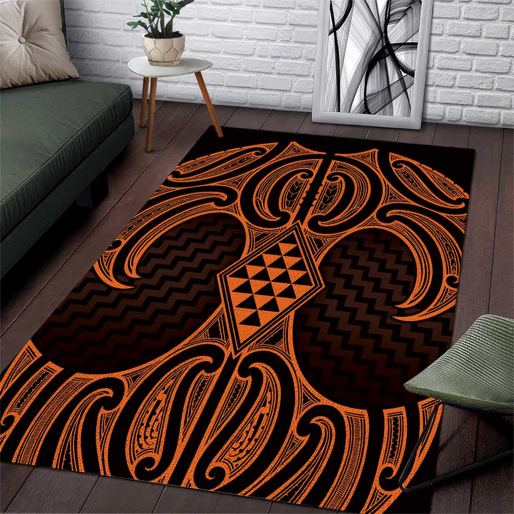 Karaka Maori Ta Moko Poutama Art Area Rug LT9 Gold - Polynesian Pride