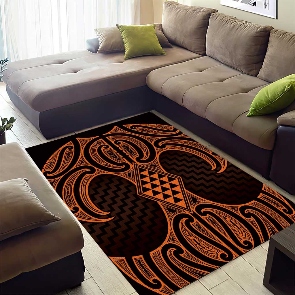 Karaka Maori Ta Moko Poutama Art Area Rug