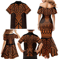 Karaka Maori Ta Moko Poutama Art Family Matching Mermaid Dress and Hawaiian Shirt LT9 - Polynesian Pride