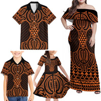 Karaka Maori Ta Moko Poutama Art Family Matching Off Shoulder Maxi Dress and Hawaiian Shirt LT9 - Polynesian Pride