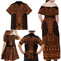 Karaka Maori Ta Moko Poutama Art Family Matching Off Shoulder Maxi Dress and Hawaiian Shirt LT9 - Polynesian Pride