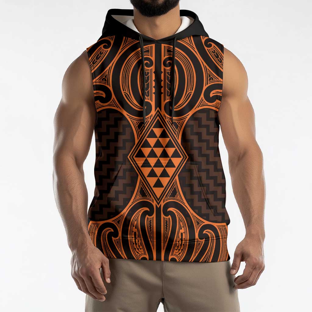 Karaka Maori Ta Moko Poutama Art Sleeveless Hoodie - Polynesian Pride