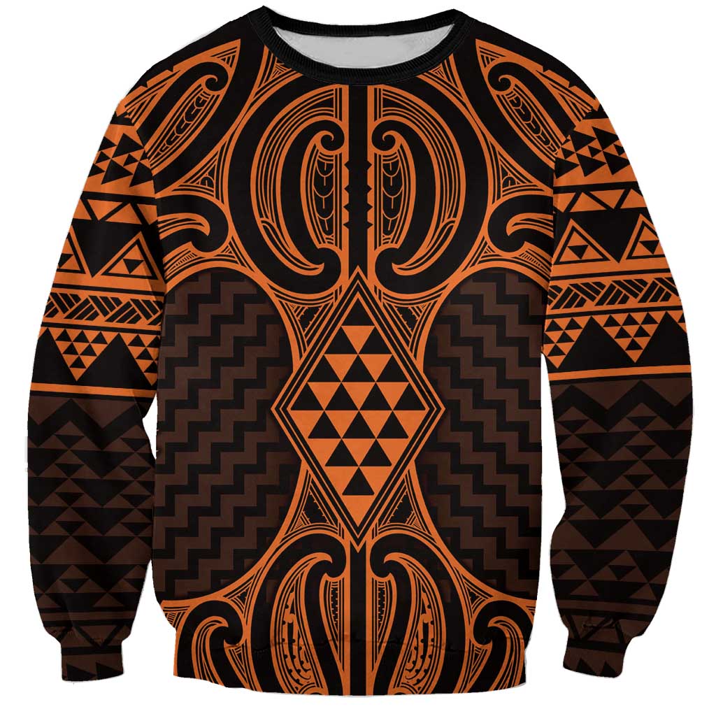 Karaka Maori Ta Moko Poutama Art Sweatshirt LT9 Unisex Gold - Polynesian Pride
