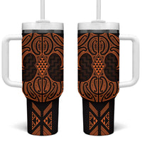 Karaka Maori Ta Moko Poutama Art Tumbler With Handle LT9 One Size: 40 oz Gold - Polynesian Pride