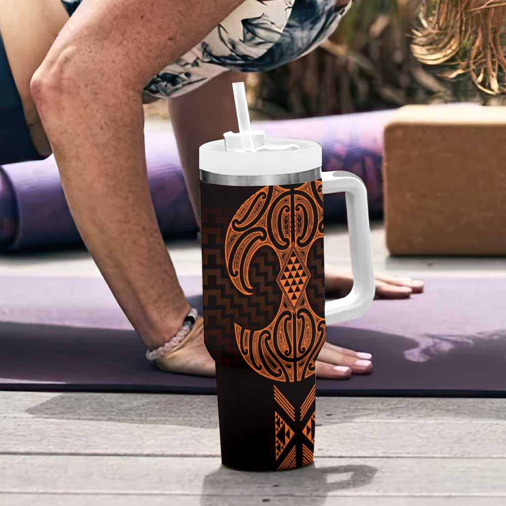 Karaka Maori Ta Moko Poutama Art Tumbler With Handle LT9 - Polynesian Pride