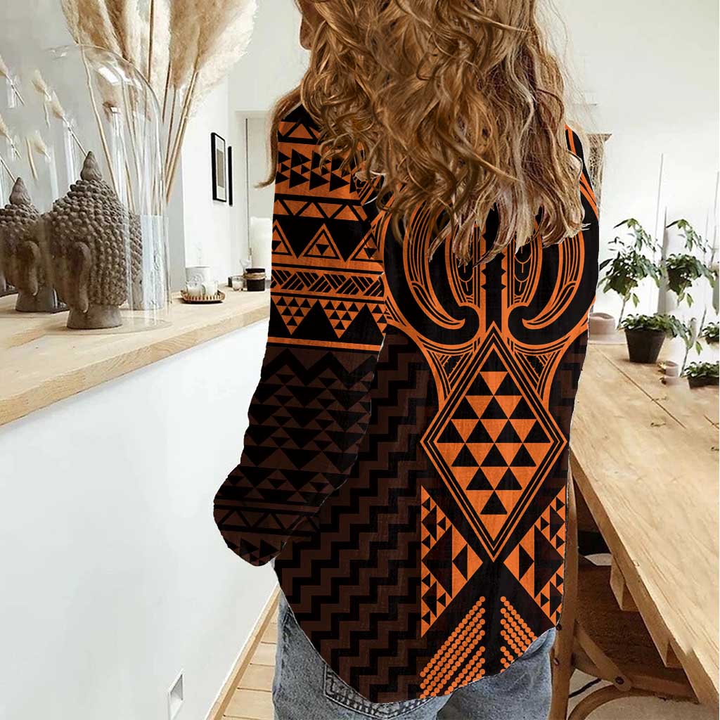 Karaka Maori Ta Moko Poutama Art Women Casual Shirt LT9 - Polynesian Pride
