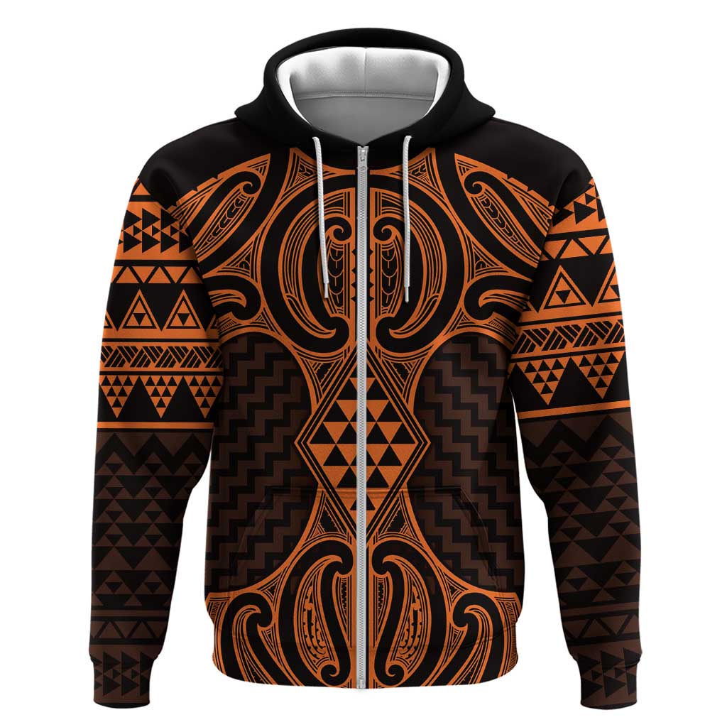 Karaka Maori Ta Moko Poutama Art Zip Hoodie LT9 Zip Hoodie Gold - Polynesian Pride