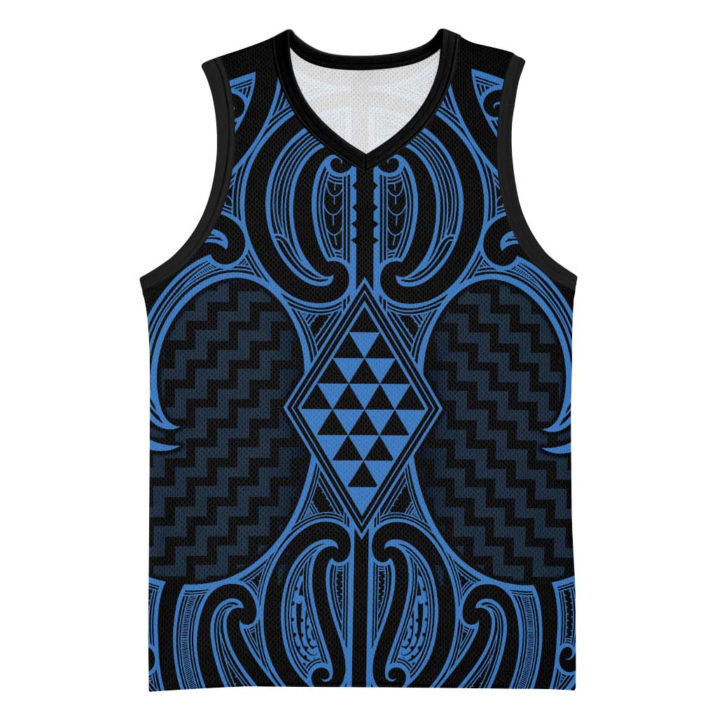 Kikorangi Maori Ta Moko Poutama Art Basketball Jersey - Polynesian Pride