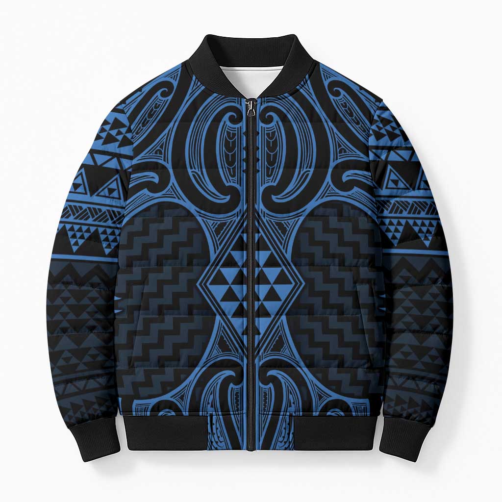 Kikorangi Maori Ta Moko Poutama Art Bomber Puffer Jacket - Polynesian Pride
