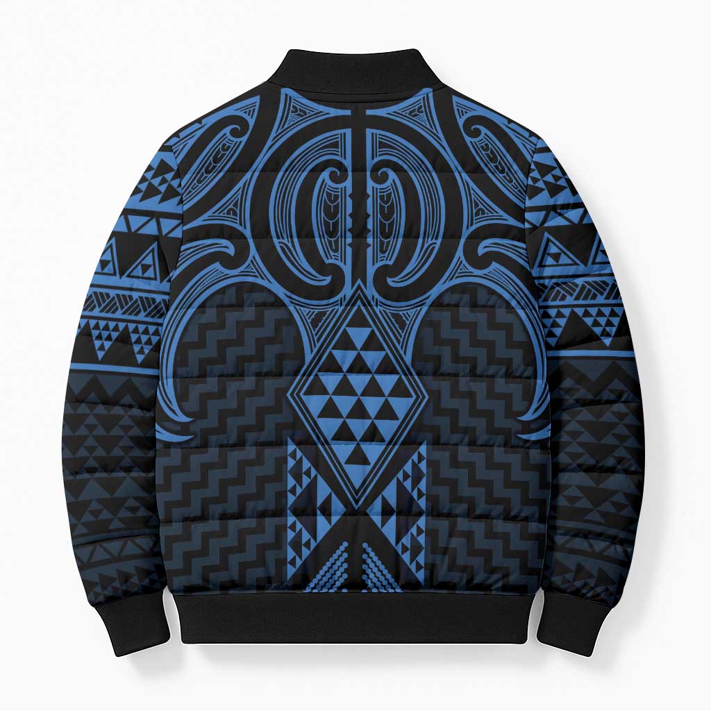 Kikorangi Maori Ta Moko Poutama Art Bomber Puffer Jacket - Polynesian Pride