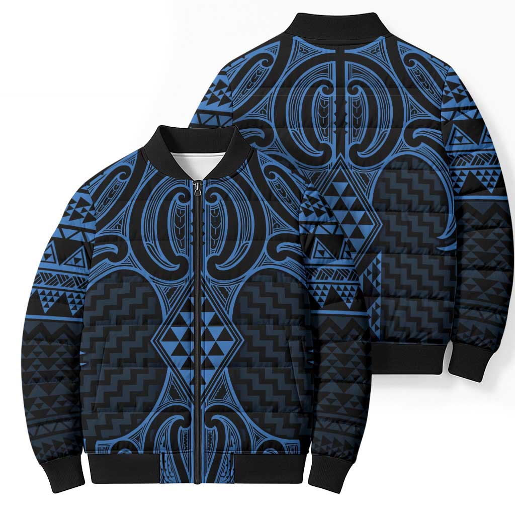 Kikorangi Maori Ta Moko Poutama Art Bomber Puffer Jacket - Polynesian Pride