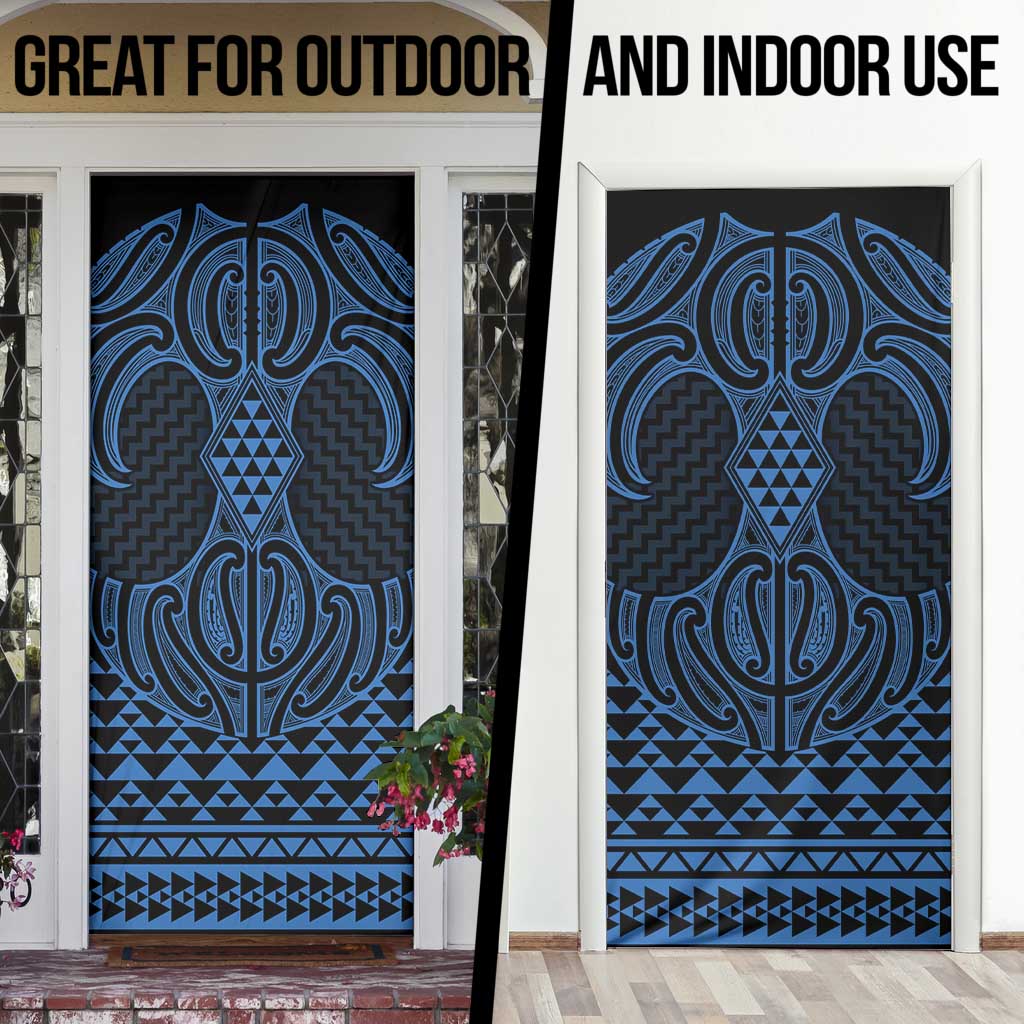 Kikorangi Maori Ta Moko Poutama Art Door Cover - Polynesian Pride