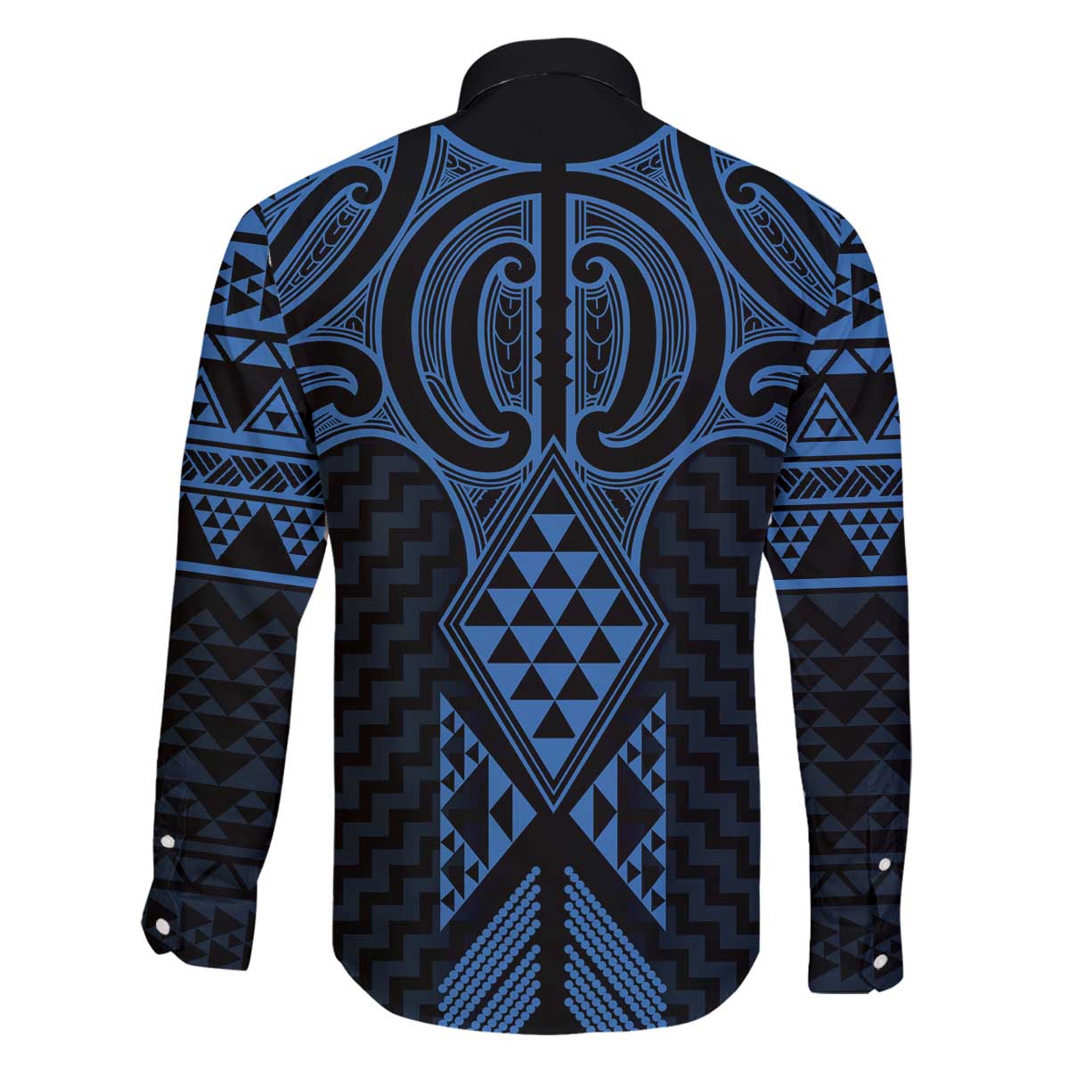 Kikorangi Maori Ta Moko Poutama Art Family Matching Off The Shoulder Long Sleeve Dress and Hawaiian Shirt LT9 - Polynesian Pride