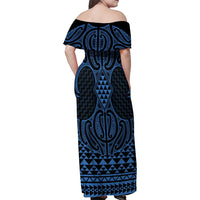 Kikorangi Maori Ta Moko Poutama Art Family Matching Off Shoulder Maxi Dress and Hawaiian Shirt LT9 - Polynesian Pride