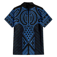 Kikorangi Maori Ta Moko Poutama Art Family Matching Off Shoulder Short Dress and Hawaiian Shirt LT9 - Polynesian Pride