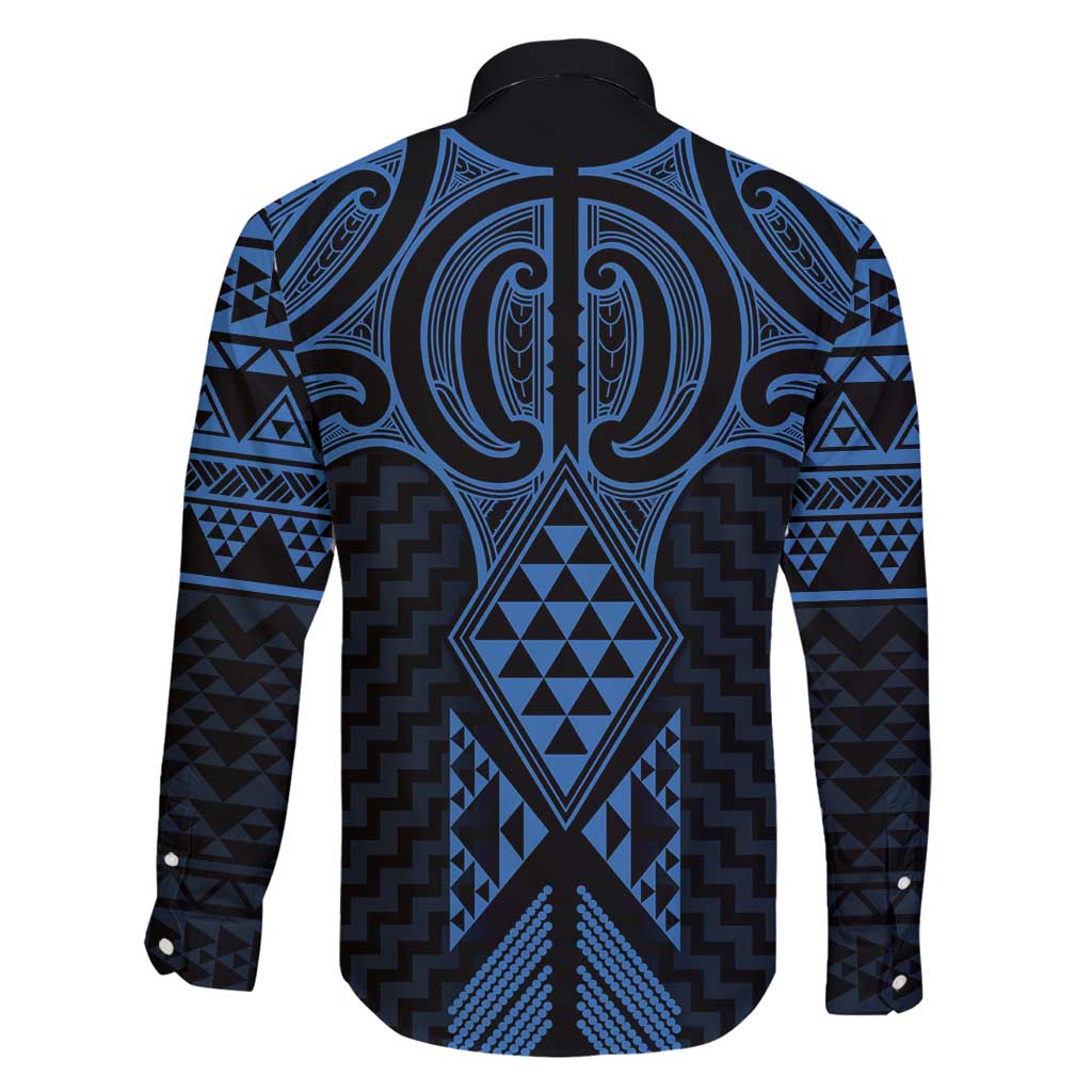 Kikorangi Maori Ta Moko Poutama Art Family Matching Off Shoulder Short Dress and Hawaiian Shirt LT9 - Polynesian Pride