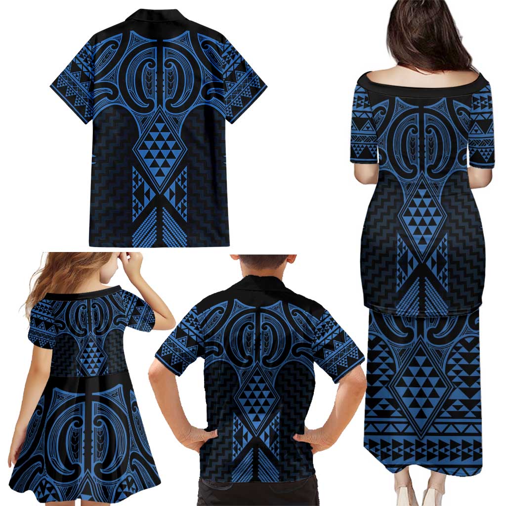 Kikorangi Maori Ta Moko Poutama Art Family Matching Puletasi and Hawaiian Shirt LT9 - Polynesian Pride