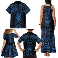 Kikorangi Maori Ta Moko Poutama Art Family Matching Tank Maxi Dress and Hawaiian Shirt LT9 - Polynesian Pride