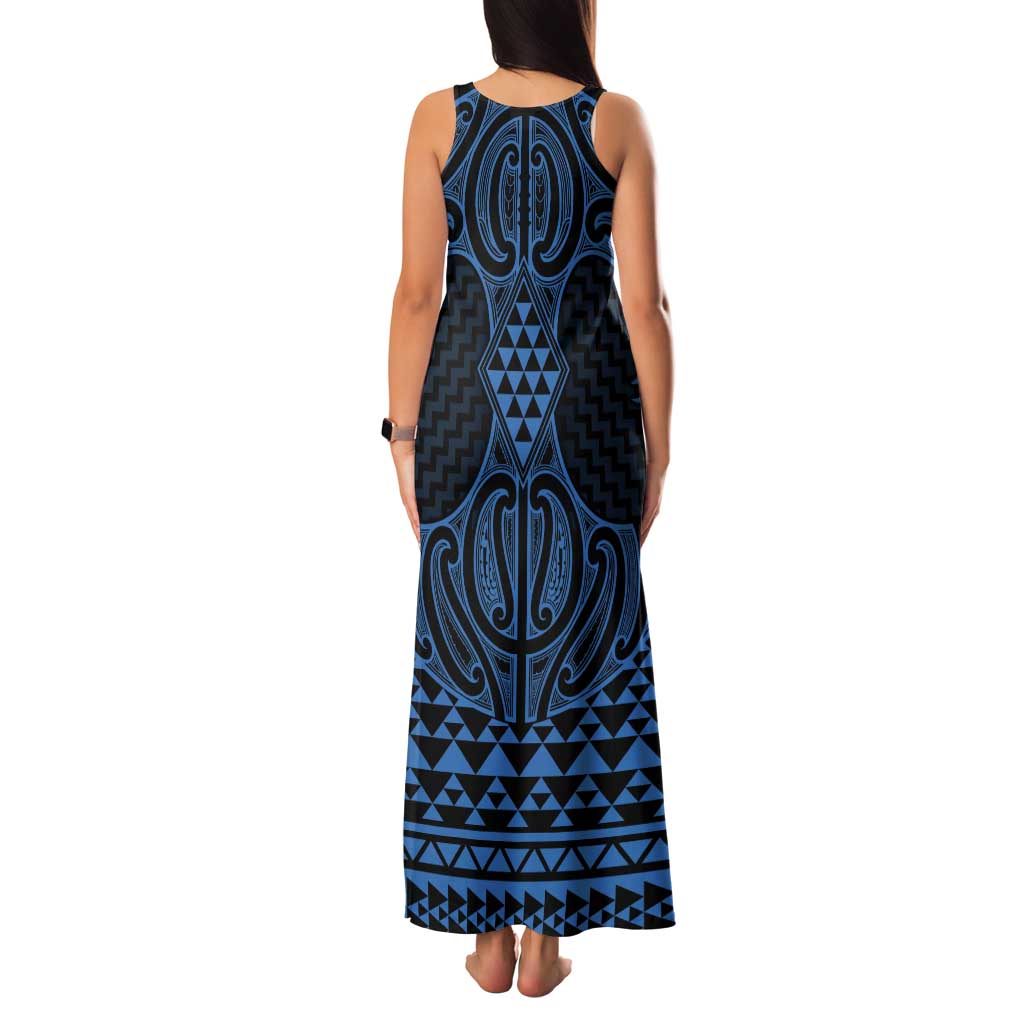Kikorangi Maori Ta Moko Poutama Art Family Matching Tank Maxi Dress and Hawaiian Shirt LT9 - Polynesian Pride
