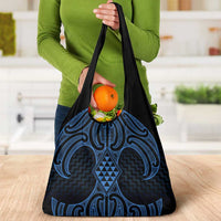 Kikorangi Maori Ta Moko Poutama Art Grocery Bag