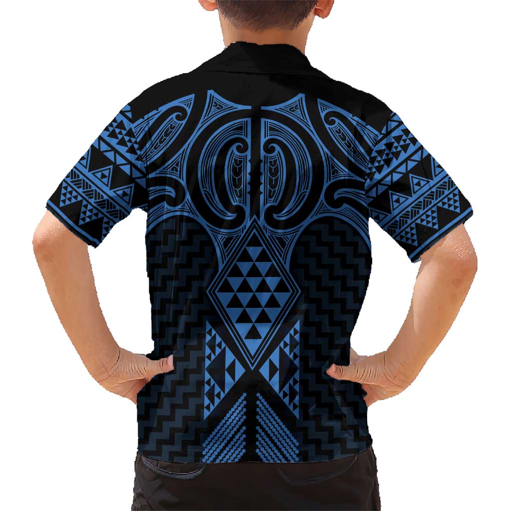 Kikorangi Maori Ta Moko Poutama Art Kid Hawaiian Shirt