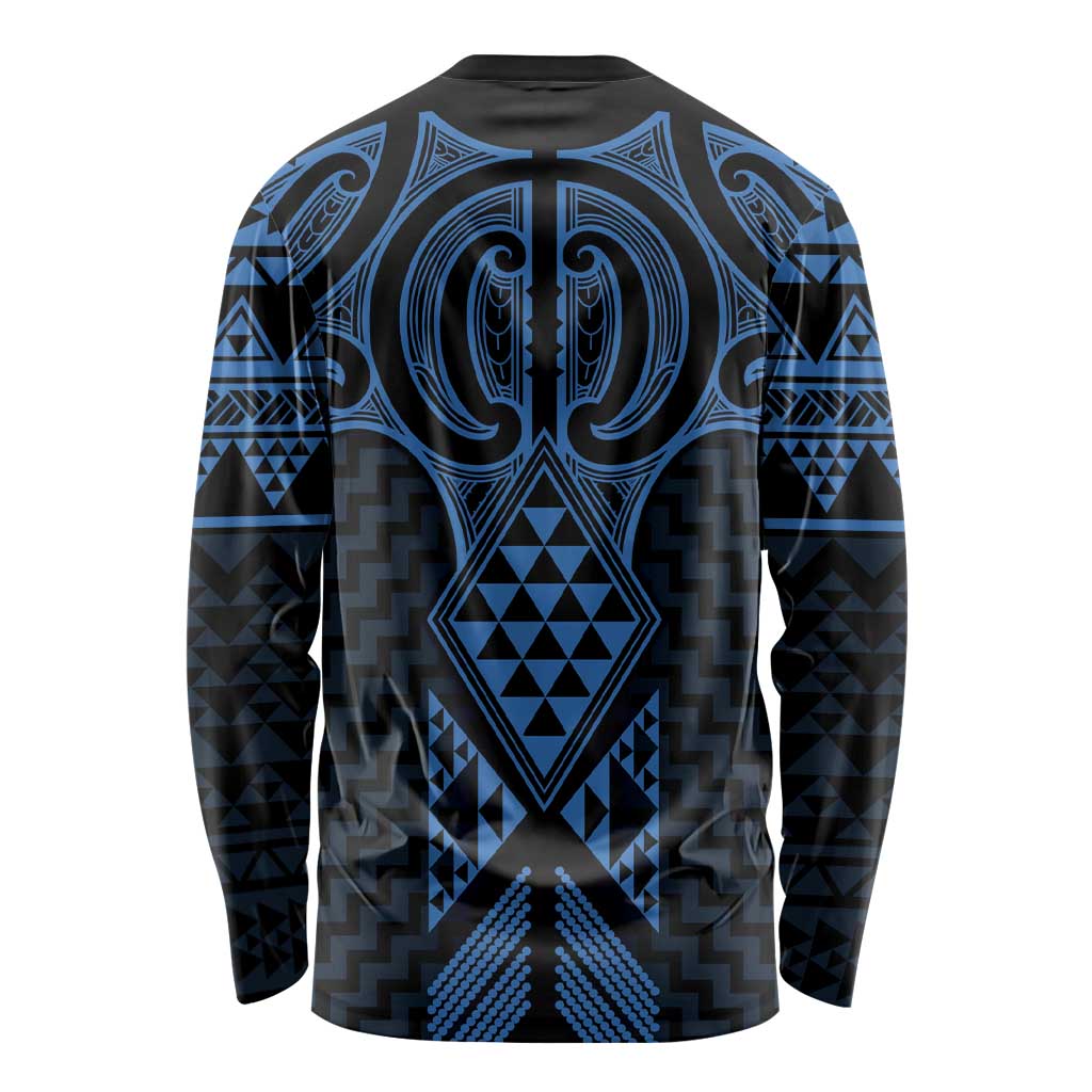 Kikorangi Maori Ta Moko Poutama Art Long Sleeve Shirt