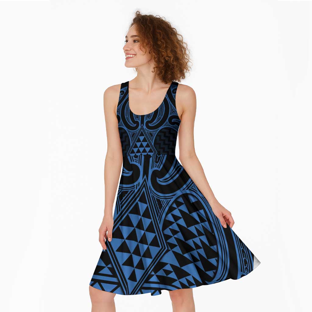 Kikorangi Maori Ta Moko Poutama Art Midi Dress - Polynesian Pride