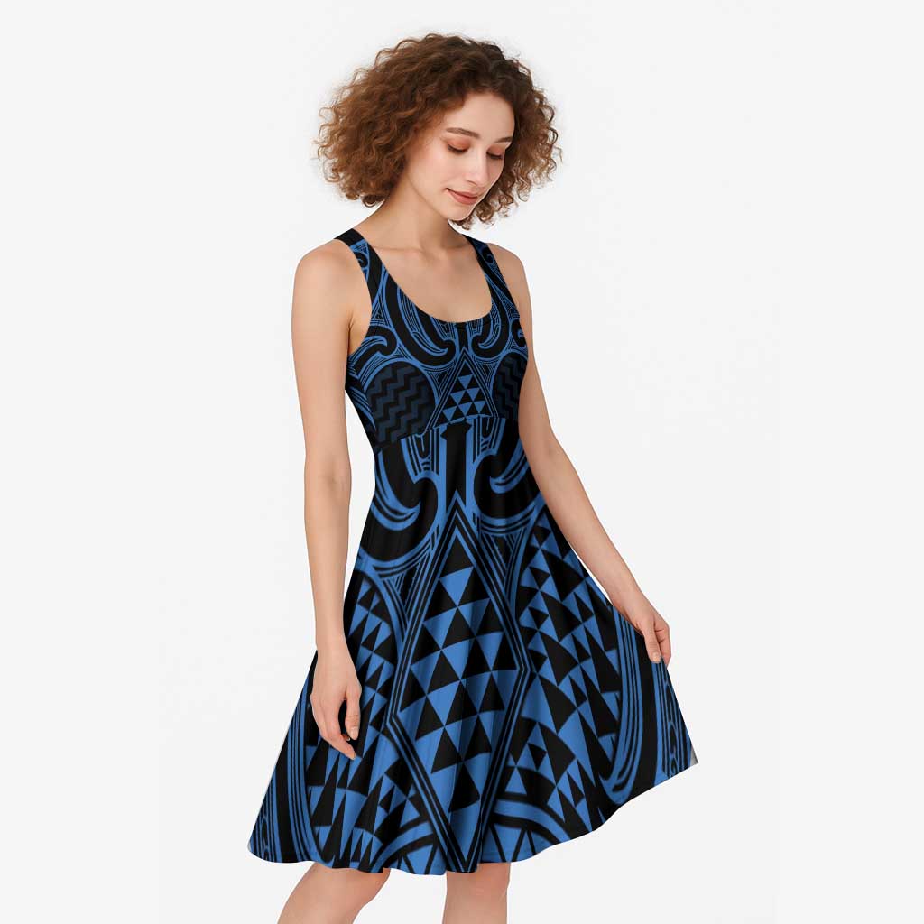 Kikorangi Maori Ta Moko Poutama Art Midi Dress - Polynesian Pride